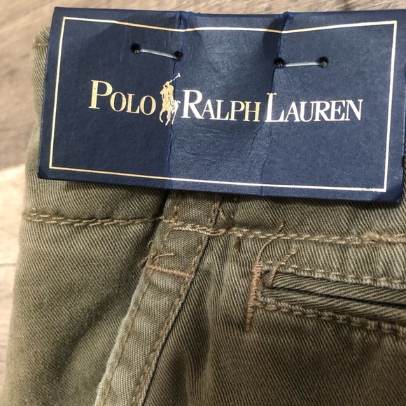 Polo Ralph Lauren New Army Green Flat Front Chino Shorts Size 38 - Picture 3 of 12